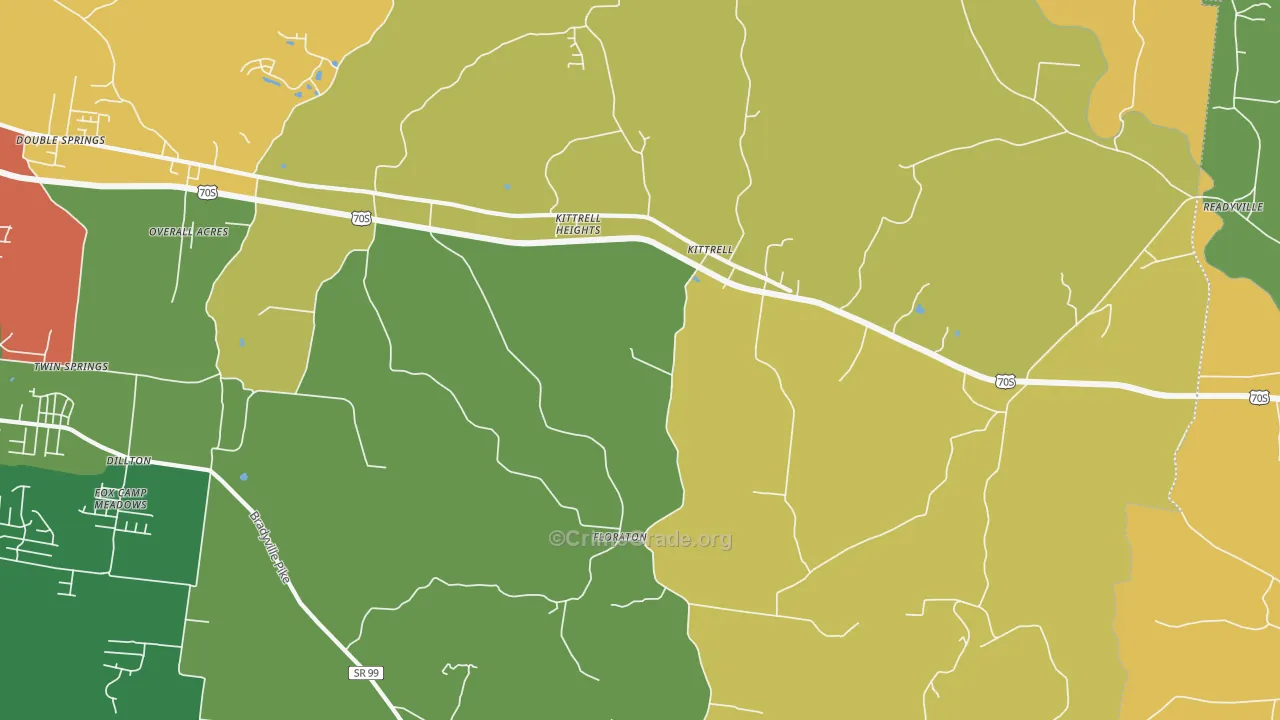 Kittrell, TN Map of Robbery Rates