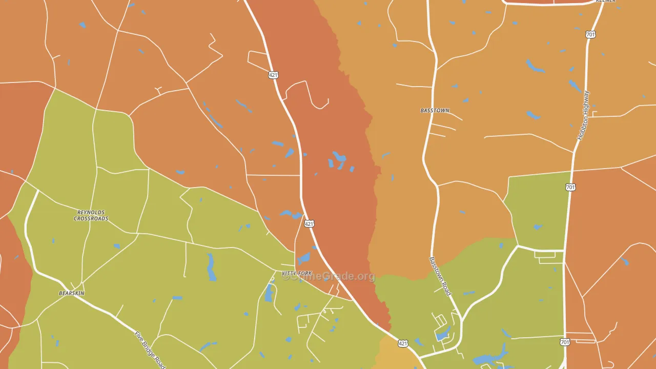 Kitty Fork, NC Map of Robbery Rates