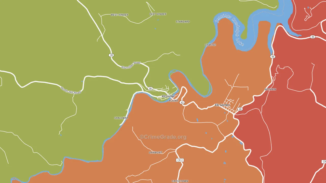 Kitzmiller, MD Map of Robbery Rates