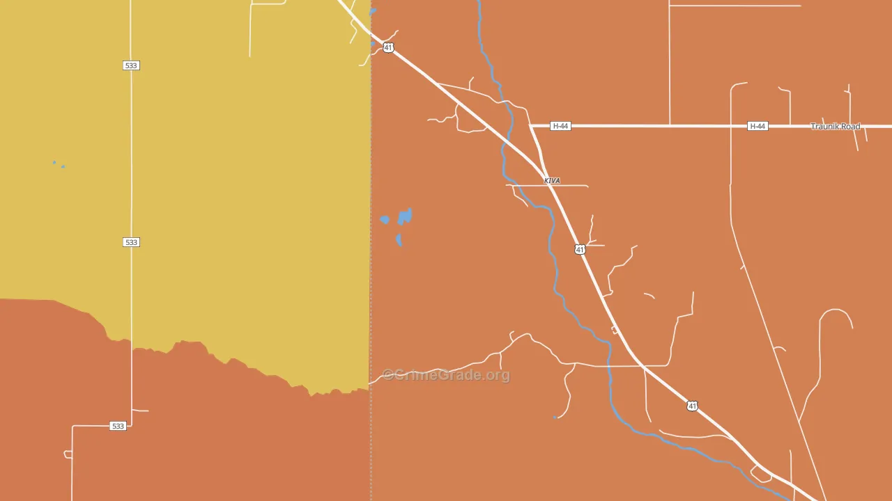 Kiva, MI Map of Robbery Rates