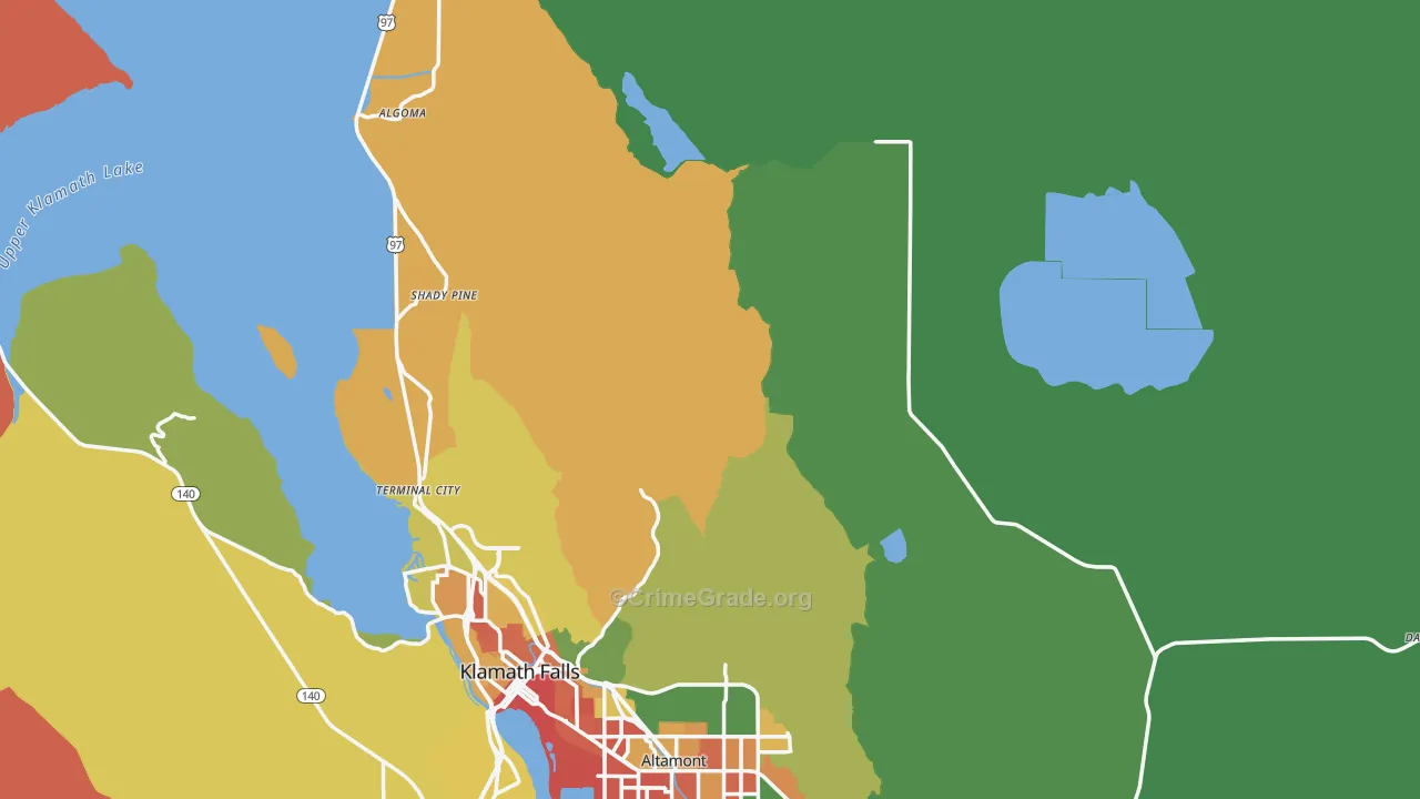 Klamath County, OR Map of Robbery Rates