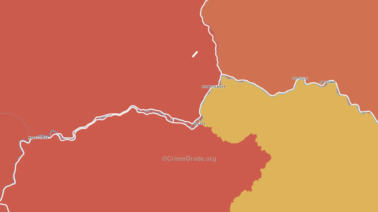 Klamath River, CA Map of Robbery Rates