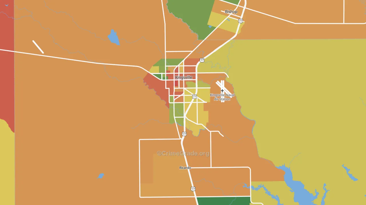 Kleberg County, TX Map of Robbery Rates