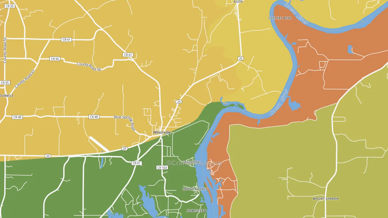 Klein, AL Map of Robbery Rates