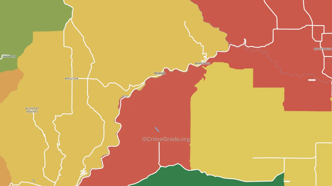 Klickitat County, WA Map of Robbery Rates