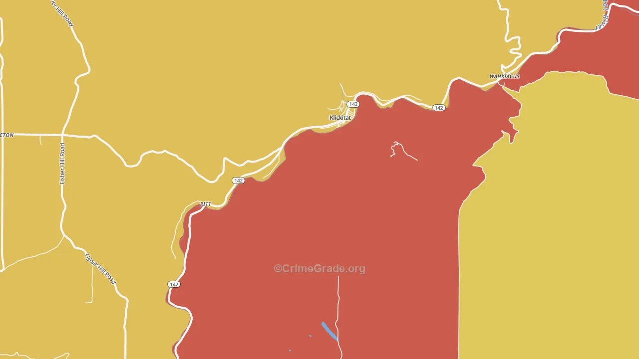 Klickitat, WA Map of Robbery Rates