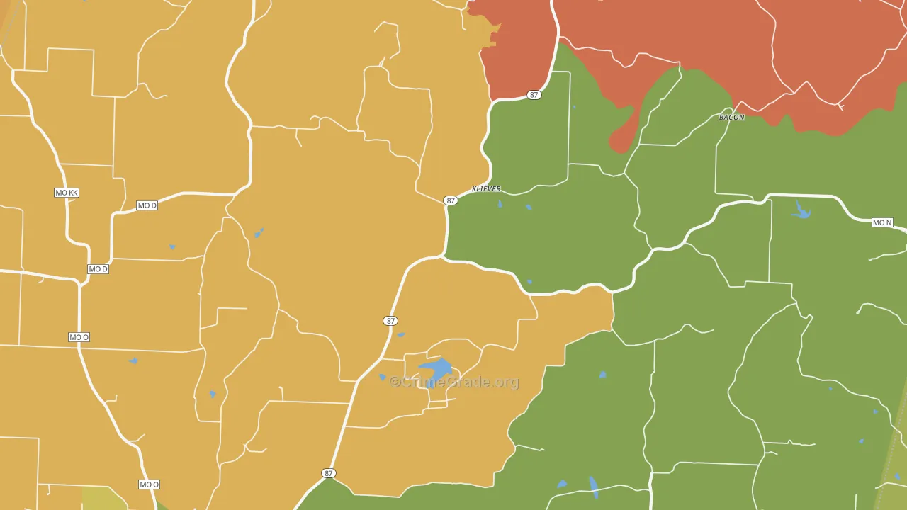 Kliever, MO Map of Robbery Rates