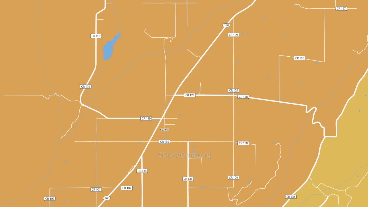 Kline, CO Map of Robbery Rates