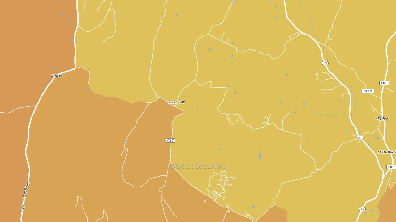 Kline Gap, WV Map of Robbery Rates