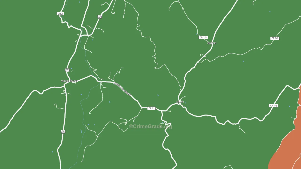 Kline, WV Map of Robbery Rates