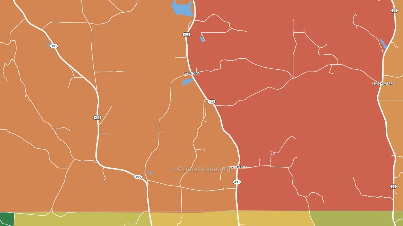 Klondike, MS Map of Robbery Rates