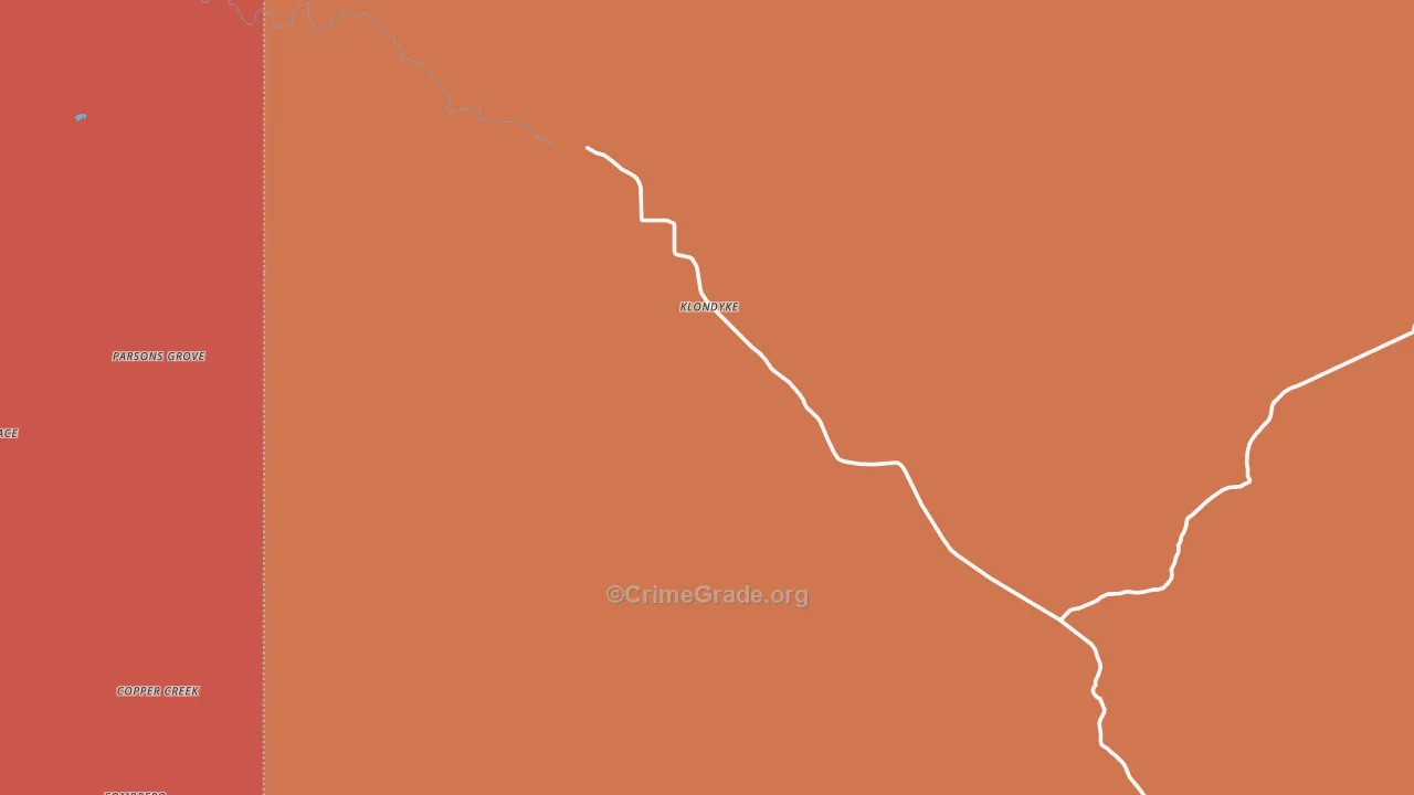 Klondyke, AZ Map of Robbery Rates