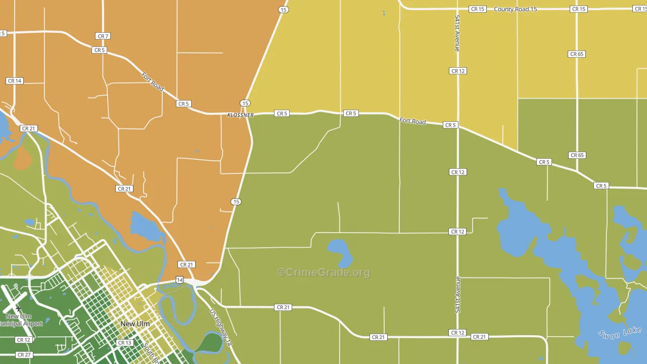 Klossner, MN Map of Robbery Rates
