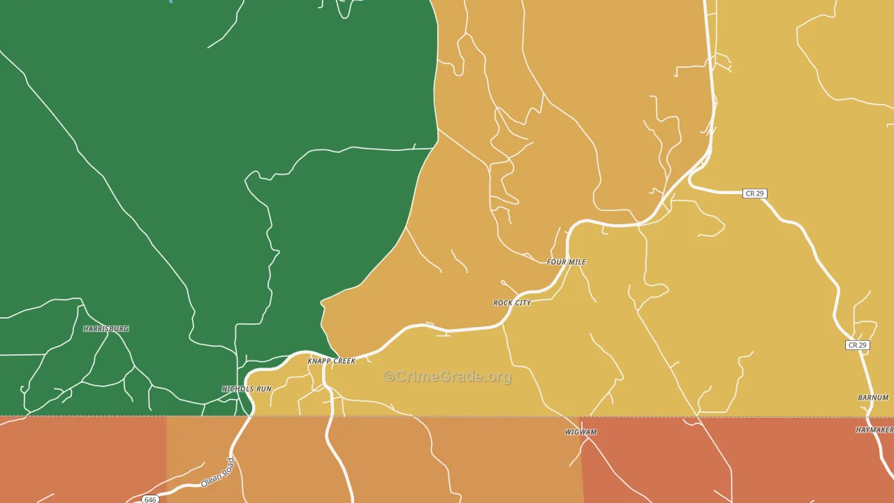 Knapp Creek, NY Map of Robbery Rates