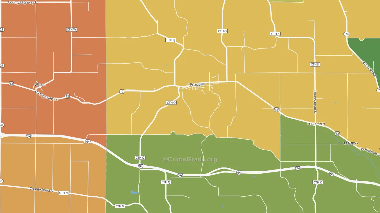Knapp, WI Map of Robbery Rates