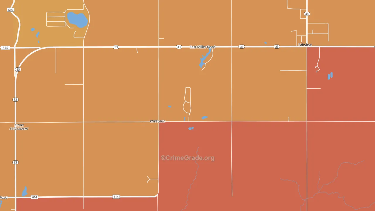 Kneeland, MI Map of Robbery Rates