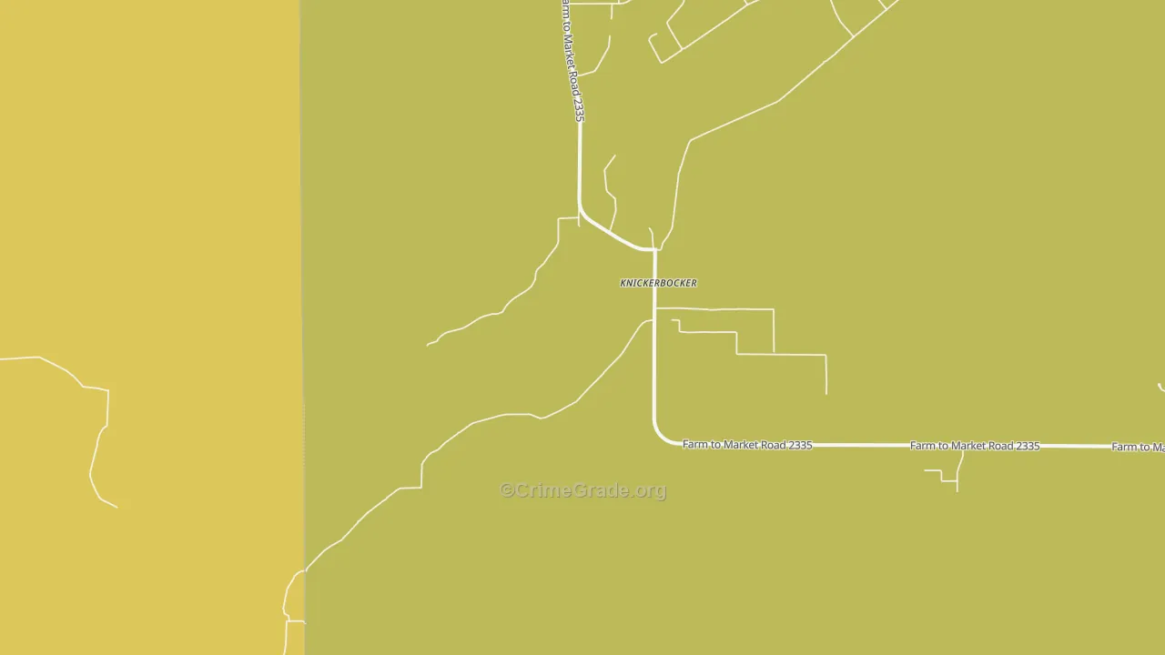 Knickerbocker, TX Map of Robbery Rates