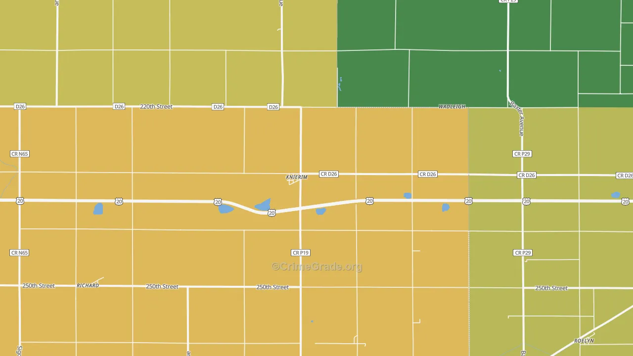 Knierim, IA Map of Robbery Rates