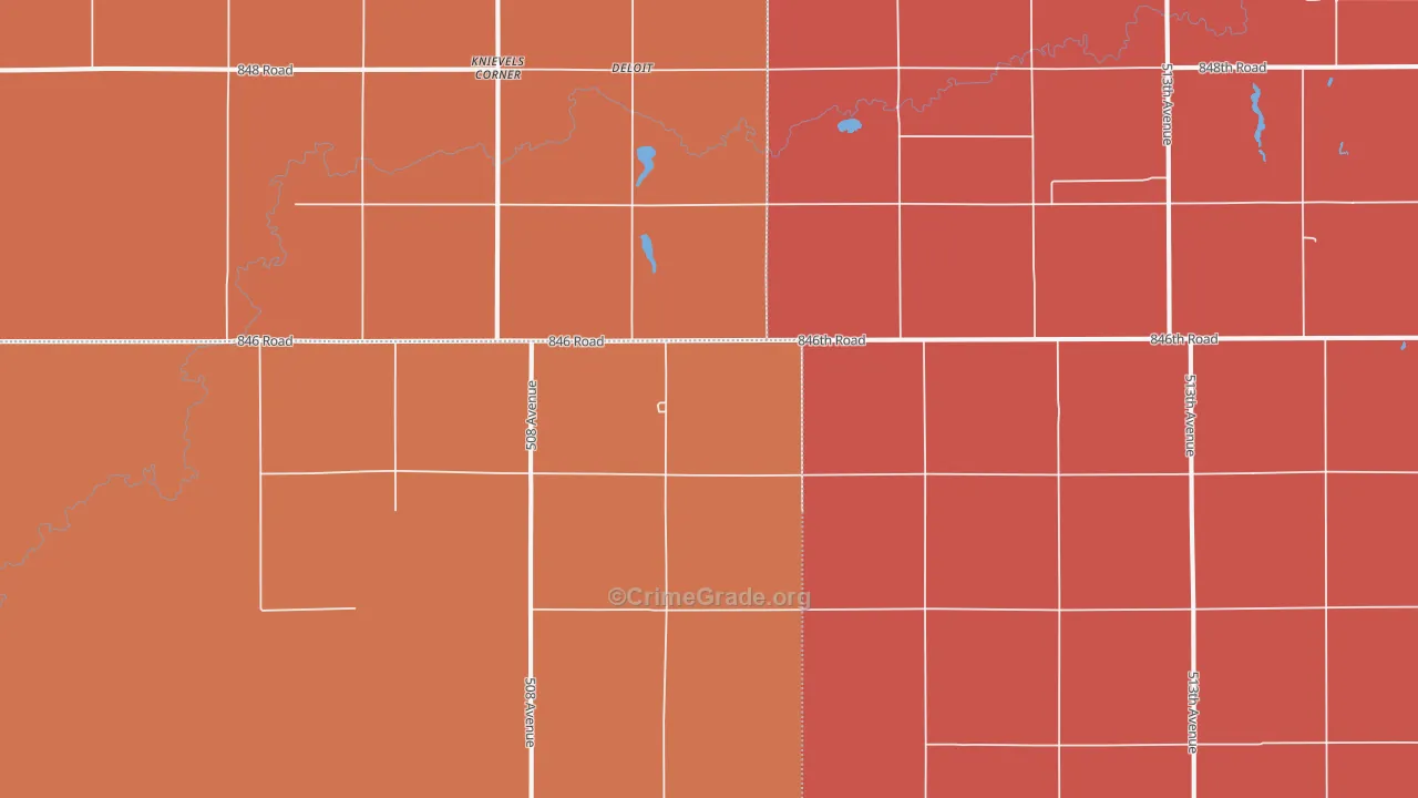 Knievels Corner, NE Map of Robbery Rates