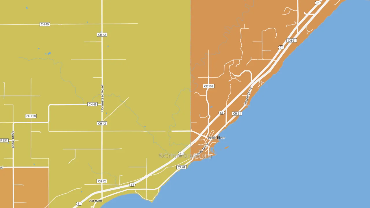 Knife River, MN Map of Robbery Rates