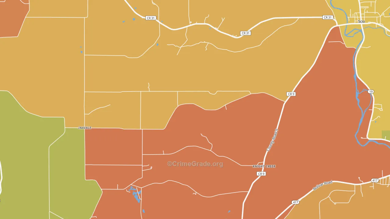 Knight Creek, NY Map of Robbery Rates
