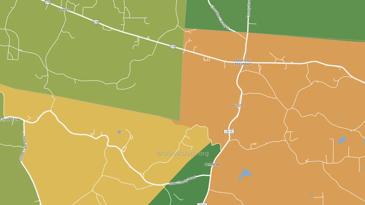 Knightens Crossroads, AL Map of Robbery Rates