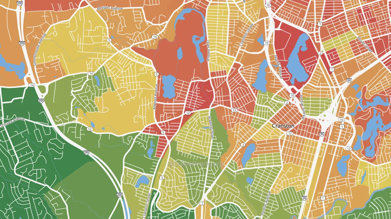 Knightsville, Cranston, RI Map of Robbery Rates