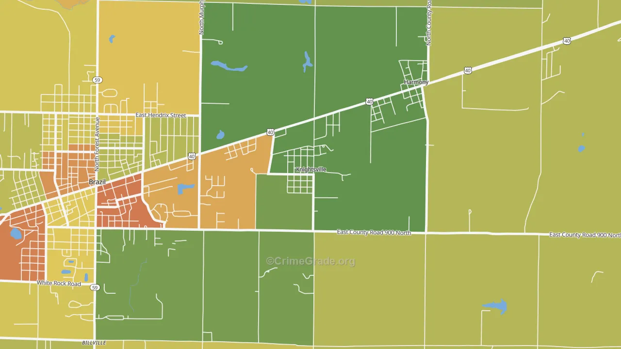 Knightsville, IN Map of Robbery Rates