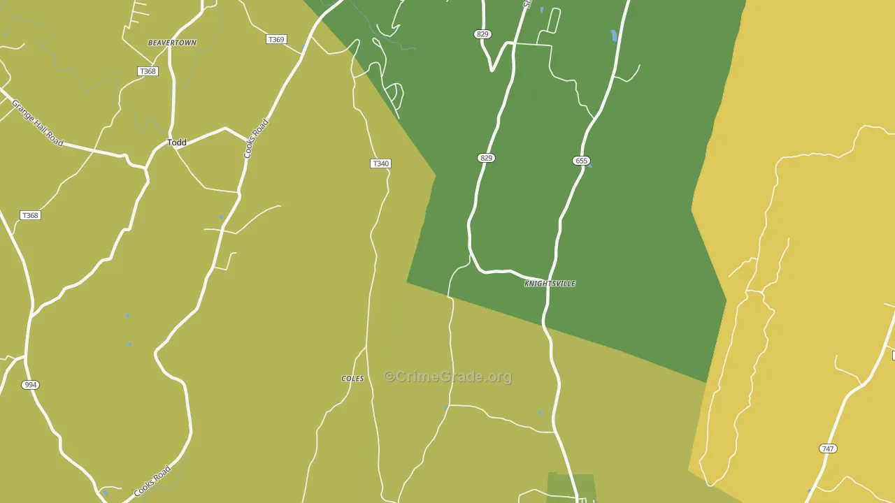 Knightsville, PA Map of Robbery Rates