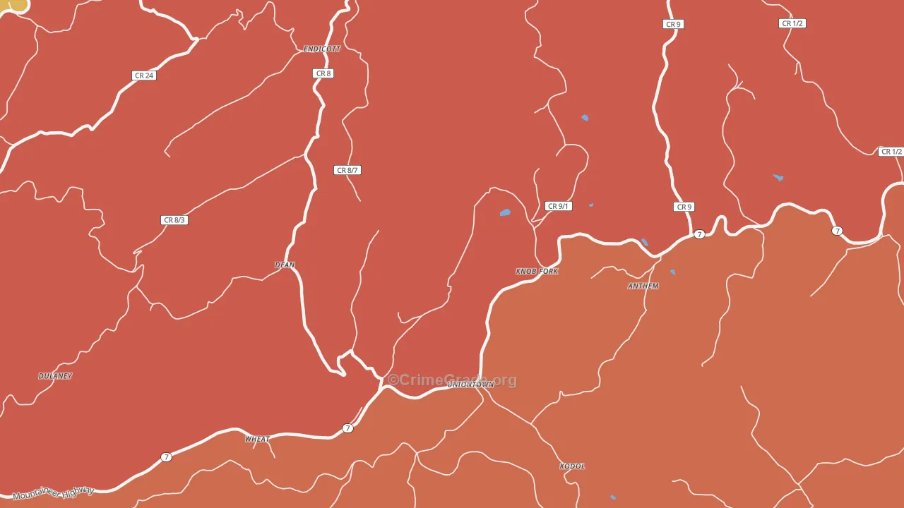 Knob Fork, WV Map of Robbery Rates