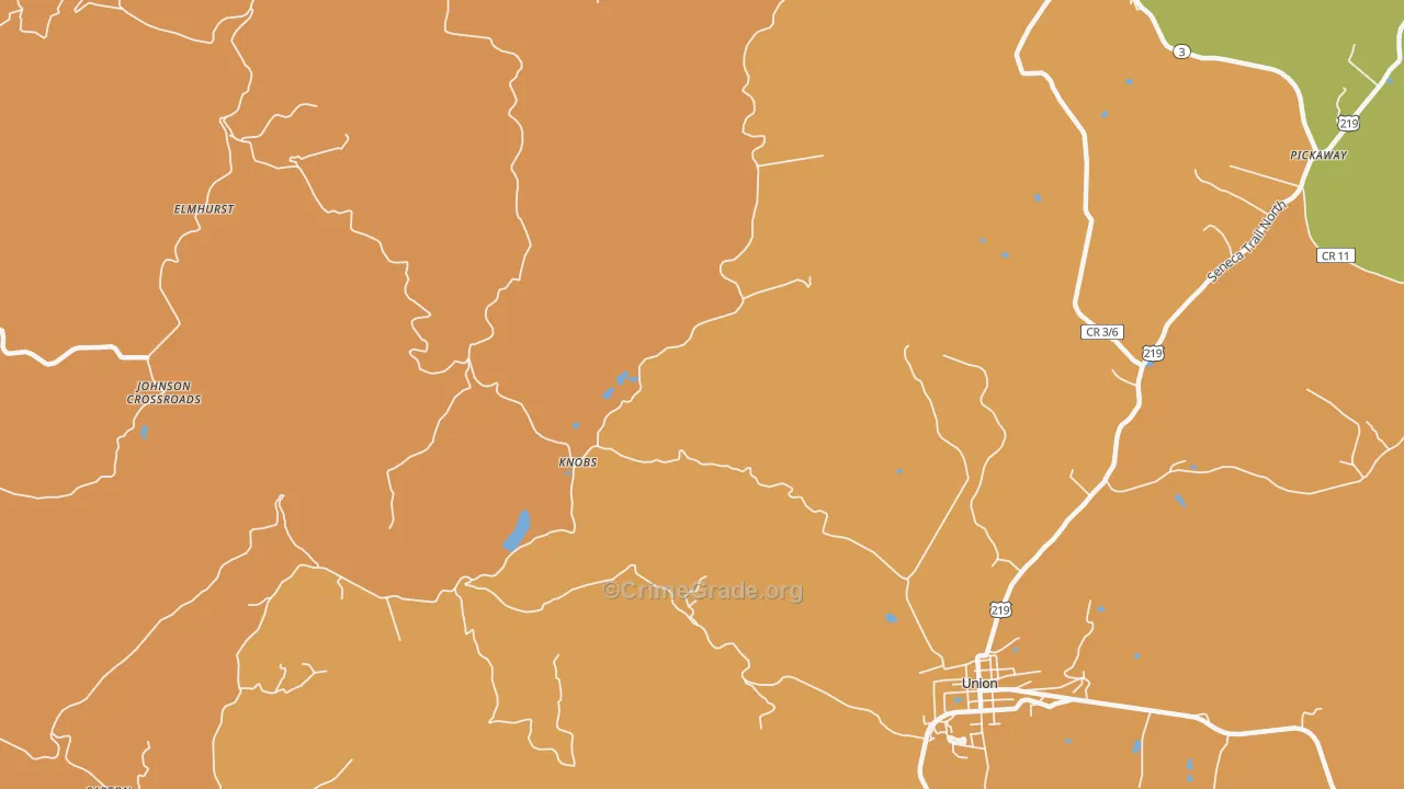 Knobs, WV Map of Robbery Rates