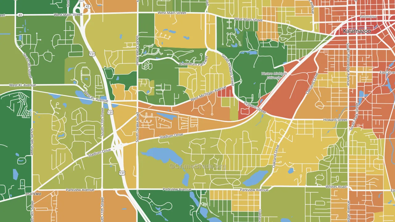 Knollwood, Kalamazoo, MI Map of Robbery Rates