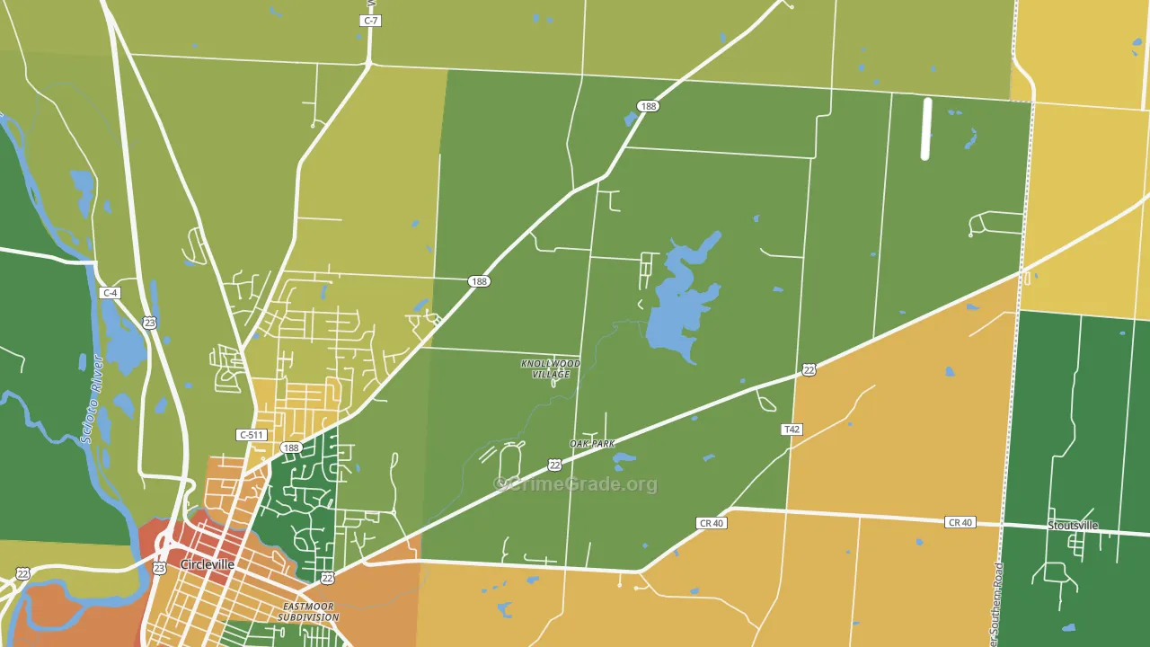 Knollwood Village, OH Map of Robbery Rates