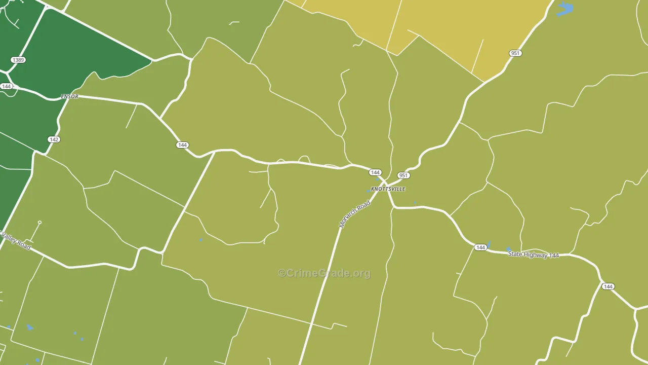 Knottsville, KY Map of Robbery Rates