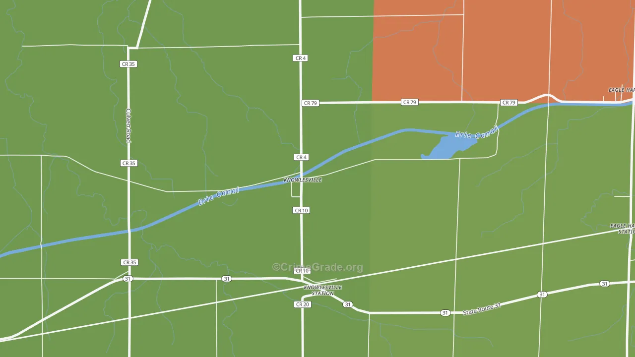Knowlesville, NY Map of Robbery Rates