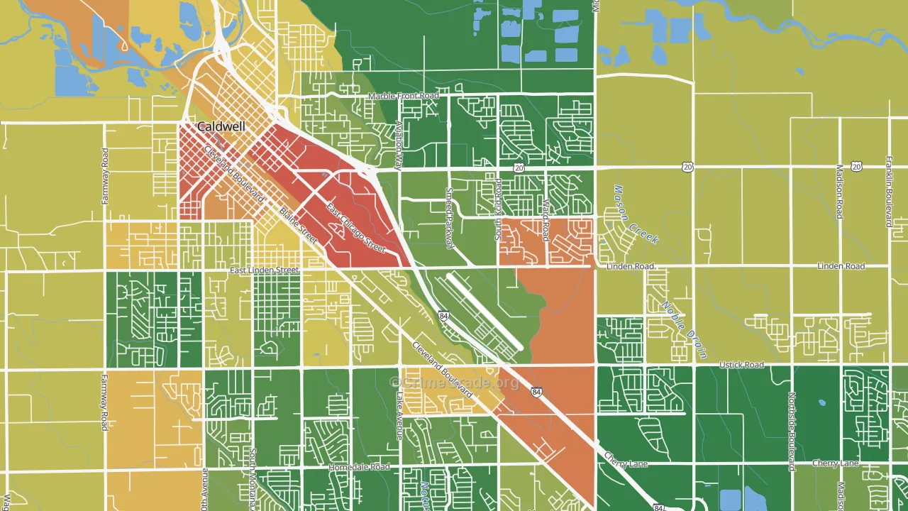 Knowlton Heights, ID Map of Robbery Rates