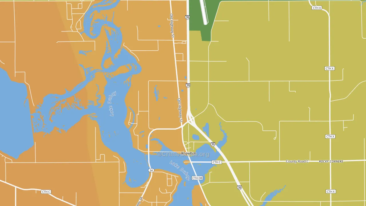 Knowlton, WI Map of Robbery Rates