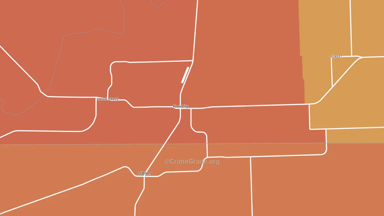 Knox City, TX Map of Robbery Rates