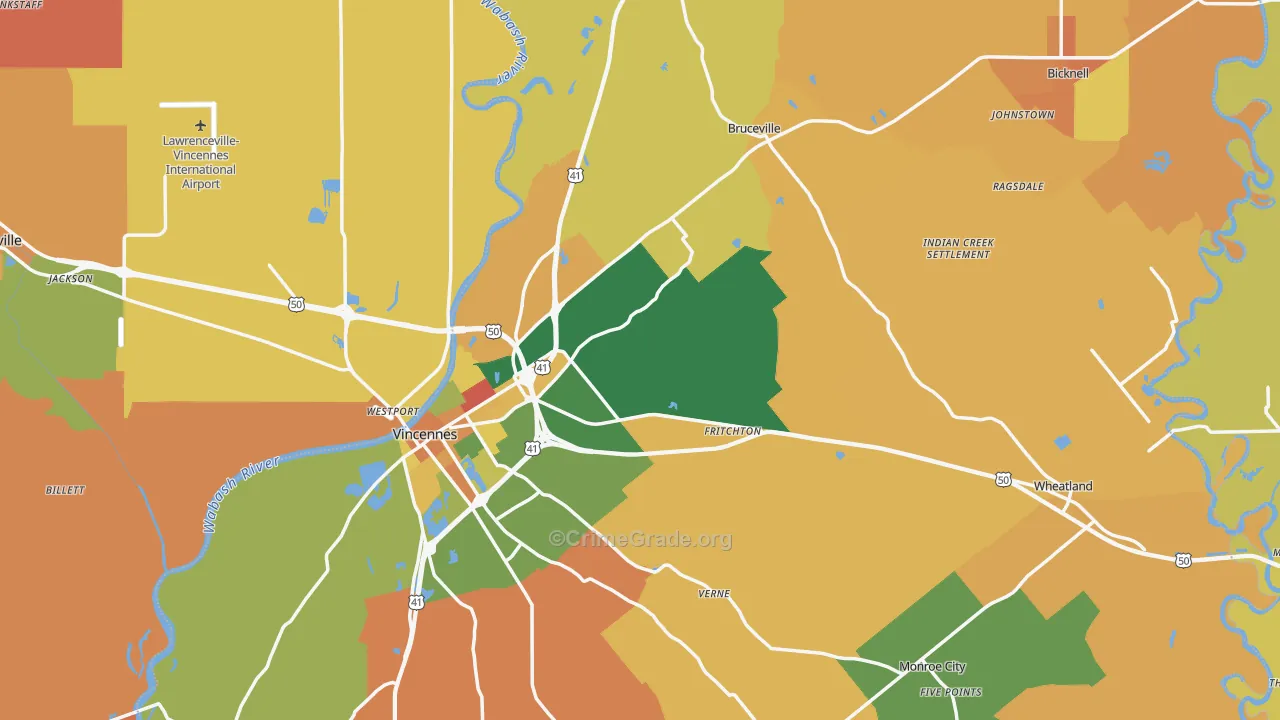 Knox County, IN Map of Robbery Rates