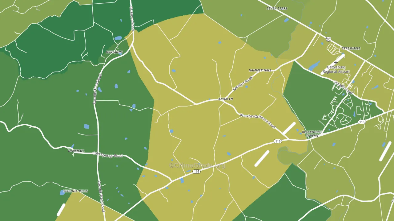 Knoxlyn, PA Map of Robbery Rates