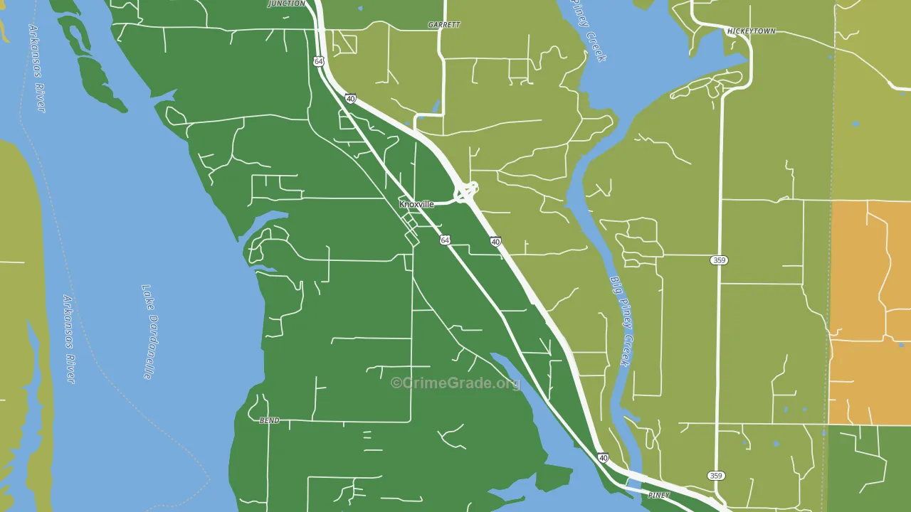 Knoxville, AR Map of Robbery Rates