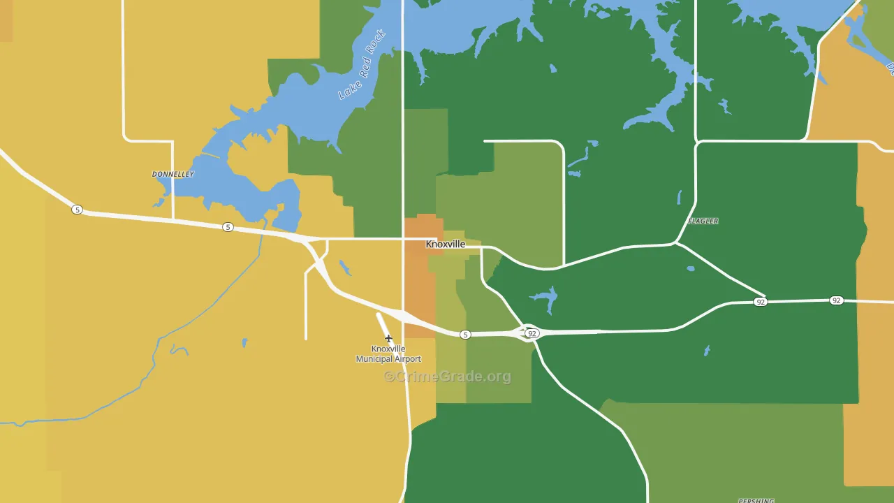Knoxville, IA Map of Robbery Rates