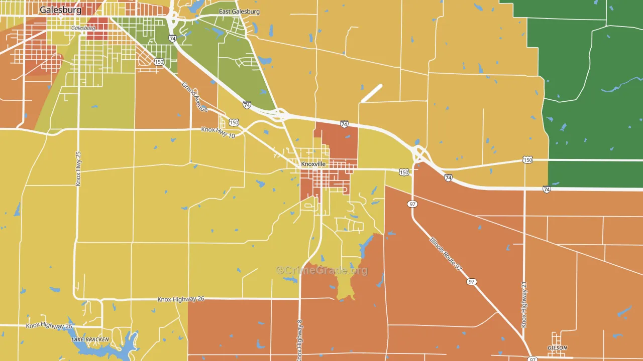 Knoxville, IL Map of Robbery Rates