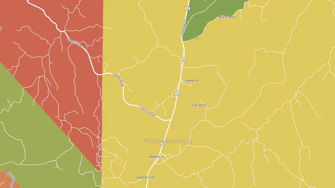 Knoxville, MS Map of Robbery Rates