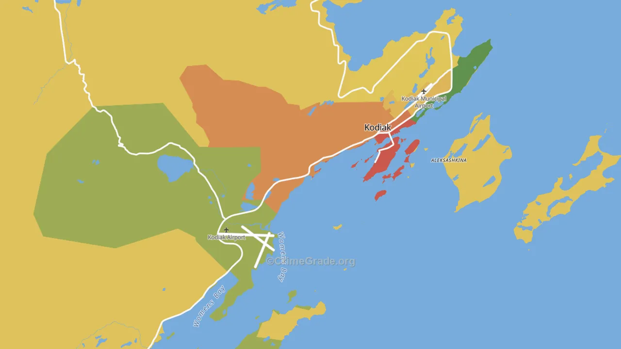 Kodiak Island Borough, AK Map of Robbery Rates