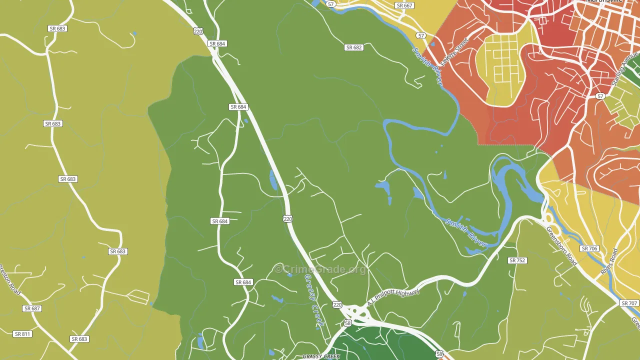Koehler, VA Map of Robbery Rates