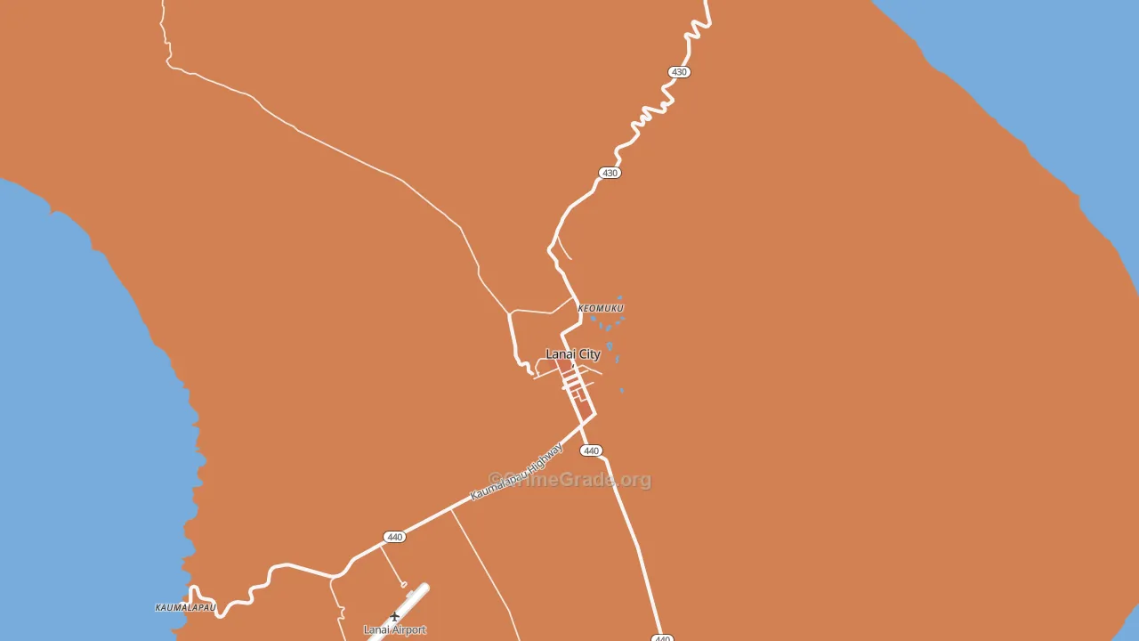 Koele, HI Map of Robbery Rates
