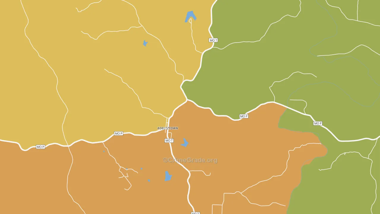Koeltztown, MO Map of Robbery Rates