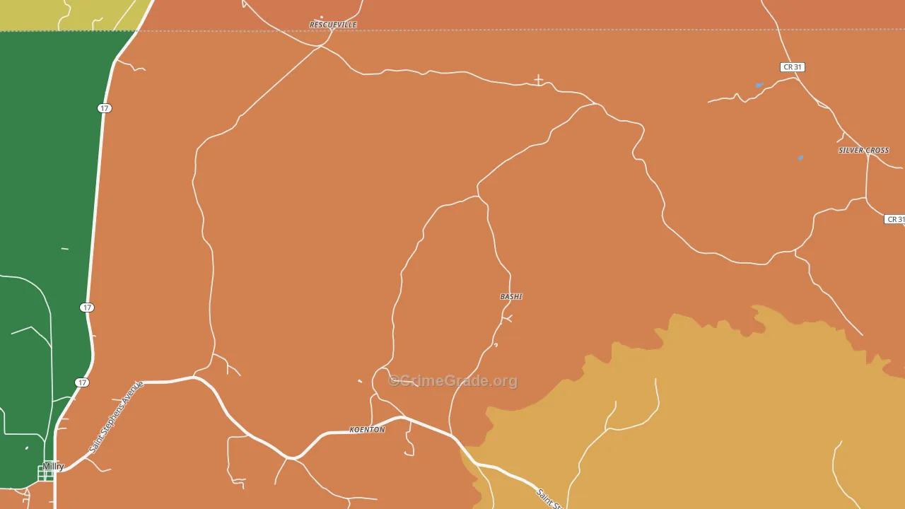 Koenton, AL Map of Robbery Rates