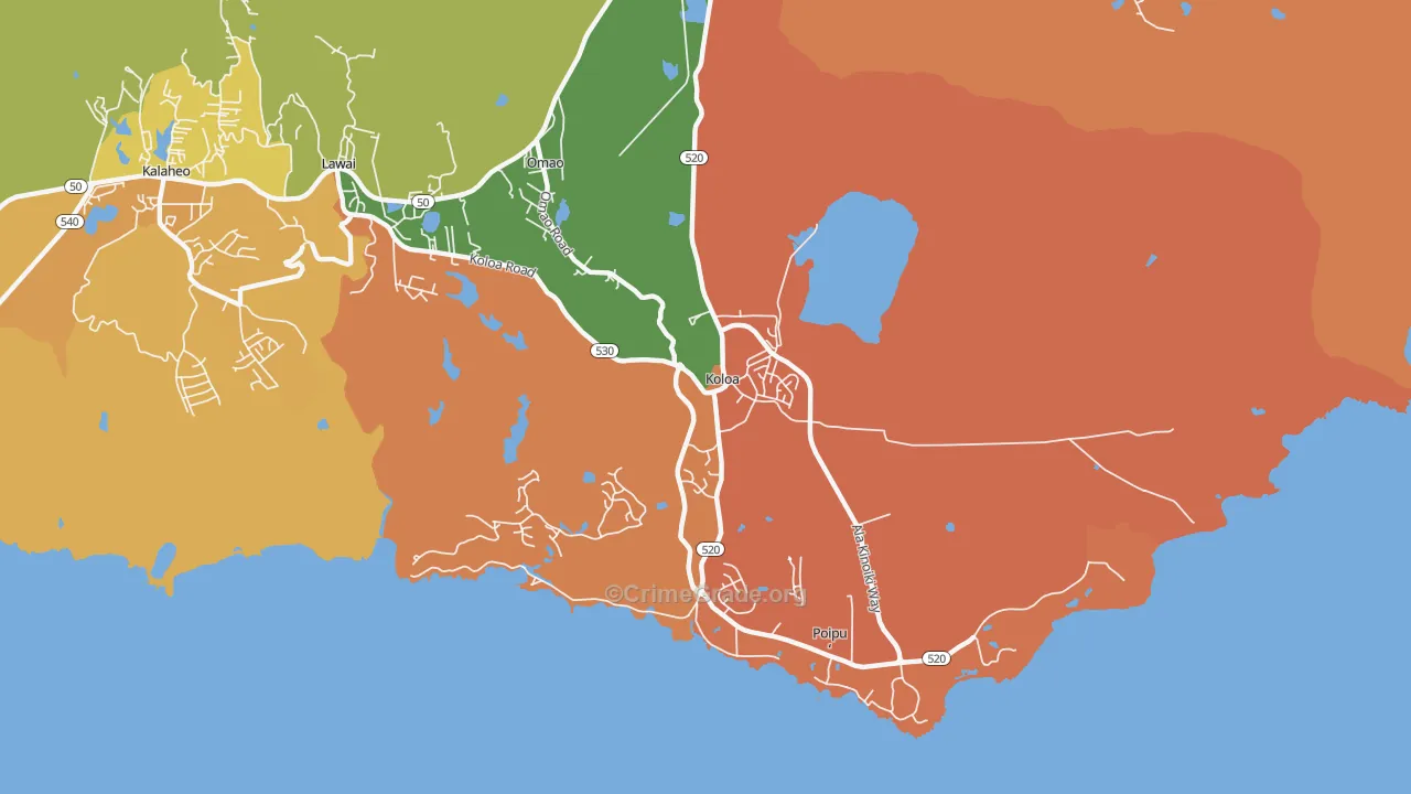 Koloa, HI Map of Robbery Rates